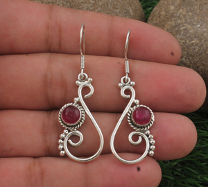Pendientes de Jade Rojo Natural, Plata de Ley 925, Piedras Preciosas Hechas a Mano, Joyería de Lujo para Mujer, Venta al por Mayor - Product Image 1