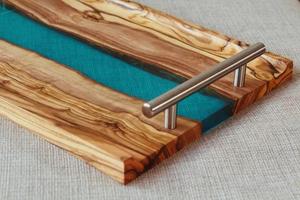 Bandeja de Servir de Lujo de Madera y Resina con Diseño Artístico de Río para Decoración Moderna del Hogar, Artesanía Hecha a Mano y Venta al por Mayor para Exportación - Product Image 4