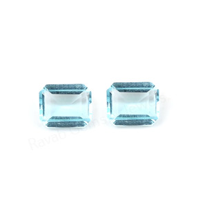 Topaze bleue en quartz, taille octogonale 10x12mm, cabochon de pierre précieuse facettée en forme de briolette pour la fabrication de bijoux en argent, pendentifs et colliers - Product Image 3