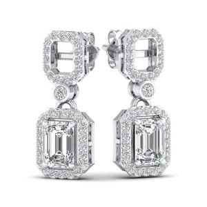 Pendientes Colgantes REYES de Diseño Clásico con Corte Esmeralda, Moissanita de 2.69 Quilates en Oro Amarillo de 14K, Joyería para Bodas y Fiestas - Product Image 5