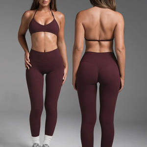 Conjunto de gimnasio de dos piezas con sujetador de espalda cruzada y shorts levanta glúteos para mujer, transpirable, para entrenamiento, fitness, yoga y natación - Product Image 4