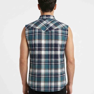 New Summer Style Men's Sleeveless <b>Plaid</b> Flannel <b>Shirt</b> Button Down Collar Casual Breathable 100% Cotton Spring Wear Check <b>Shirts</b> - Product Image 2
