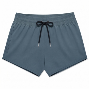 Shorts de sport tricotés pour femmes, couleur unie, taille mi-haute élastique, respirants, avec cordon de serrage, coupe régulière, vêtements de sport écologiques et à séchage rapide - Product Image 1