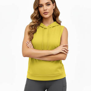Sudadera sin mangas con capucha para mujer, de color sólido, tejida, transpirable, ligera, informal, para verano - Product Image 1