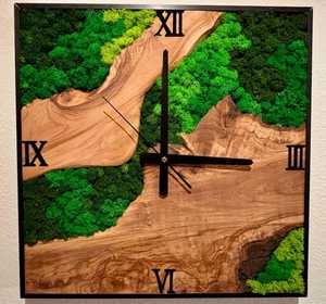 Customizable Handmade Wood Grain Simple Plant Moss Wall Clock Natural Fresh Moss Living Room Decoration Eternal - Product Image 2