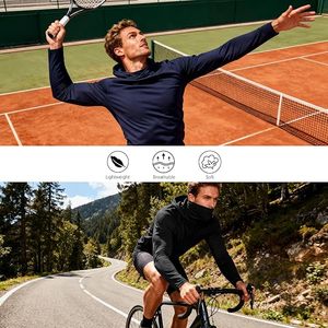 Sudadera con Capucha para Hombre, Manga Larga, Color Sólido, Secado Rápido, Corte Ajustado, Informal, Otoño, Spandex, Poliéster, Diseño de Malla Tejida - Product Image 5