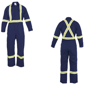 <b>Men's</b> Navy Blue <b>Work</b> Coverall With Reflective Stripes Cotton Material High Visibility Safety <b>Overalls</b> - Product Image 4