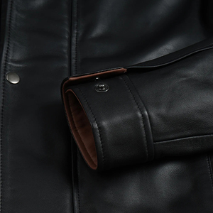<b>Men</b> <b>Leather</b> <b>Jacket</b> Custom Embroidery Logo Genuine Cowhide Slim Fit Streetwear OEM Wholesale Supplier Low MOQ - Product Image 2