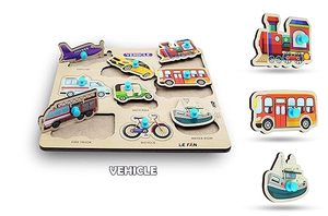 Puzzles en bois Lefan, puzzle de transport en bois pour enfants, puzzle éducatif de correspondance de véhicules, couleurs vives, jouet inspiré de Montessori - Product Image 6