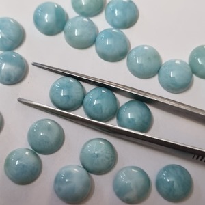 Larimar Natural, Corte Redondo, Pulido, 9 mm, Cabujón, Piedra Preciosa Suelta |   Suministros para la Fabricación de Joyería |   Proveedor Mayorista - Product Image 3