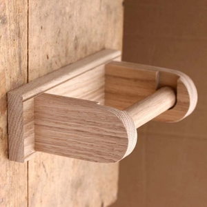 Porte-rouleau de papier toilette en bois, style nordique moderne, support mural pour papier toilette, étagère de rangement simple pour salle de bain - Product Image 5