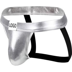 Jockstrap de Cuero para Hombre, Negro, Cintura Baja, Ropa Interior Sexy con Decoración de Remaches, Diseño Tentador - Product Image 2