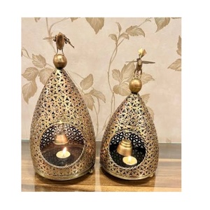 Juego de 2 Portavelas Decorativos para Fiesta de Navidad, Farol para Exteriores e Interiores, Lámpara de Vela Decorativa Rústica - Product Image 1