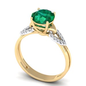 Anillo REYES con Gema de Esmeralda de Corte Brillante Redondo de 2 Quilates, Certificado GRA, Plata de Ley 925, Moissanita, Piedra de Nacimiento, Joyería Fina - Product Image 5