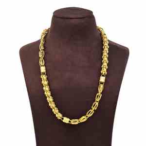 สร้อยคอผู้ชายขายส่ง, สร้อยคอแบบโฮโล่ชุบทองไมโคร 14K 18K 24K, สร้อยคอแฟชั่นดีไซน์ทันสมัยทำจากทองเหลือง - Product Image 2