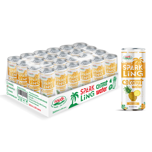 Fournisseur OEM, eau de coco pétillante aromatisée à l'ananas en conserve, marque privée, 320 ml, vente en gros, fabricant ODM - Product Image 1