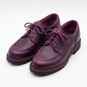 Chaussures Oxford pour homme en cuir de vachette bordeaux, bout rond, lacets, imperméables, semelle en caoutchouc - Product Image 1