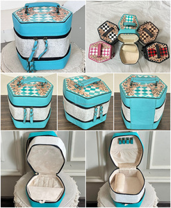 Étui de voyage pour bijoux en cuir de vachette véritable fait main, style western, en cuir à motifs, organiseur de bagues et de colliers pour femmes - Product Image 2