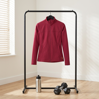 Veste matelassée unisexe imperméable coupe-vent en polaire, col montant, fermeture éclair, coupe ajustée, style sportif, rose uni, logo frontal, manteau d'extérieur