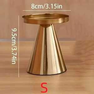 Ensemble de bougeoirs modernes en métal doré, support en laiton pour bougies pilier, pour centre de table, décoration de mariage minimaliste, cadeau de luxe pour l'inauguration d'une maison - Product Image 6