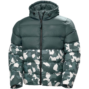 Men's Green <b>Thin</b> Winter Puffer <b>Jacket</b> <b>Waterproof</b> Reversible Windproof Polyester Casual Hip Hop Regular Fit Zipper Closure - Product Image 1