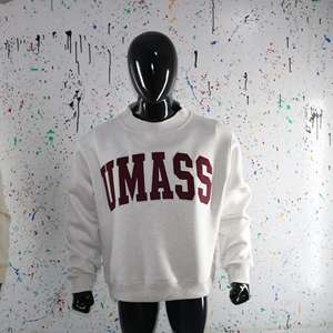 Sweat-shirt à col montant gris cendré UMASS, 100% coton, broderie appliquée marron, col large, URBAN PRODUCTIONS - Product Image 4