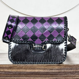 Bolso Bandolera de Cuero Vacuno Hecho a Mano, Estilo Occidental, Precio Bajo, Diseño a Cuadros, para Mujer, OEM ODM - Product Image 4