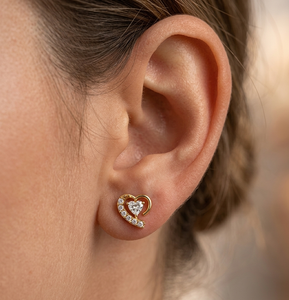 Pendientes de Aro de Oro Sólido de 18K de Lujo con Diamantes Genuinos para Mujer, Clásicos Pendientes Solitarios de Diamantes en Oro Amarillo - Product Image 2