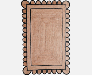 พรมปอกระเจาสีดำขอบหยัก ทอมือสไตล์โบโฮ สำหรับห้องนั่งเล่น ห้องนอน โรงแรม และพื้นที่เชิงพาณิชย์ - Product Image 4