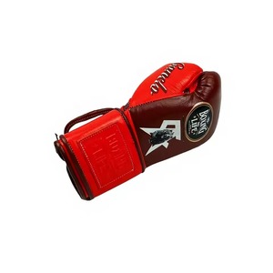 Boxing No Life Leather Training Gloves <b>Lace</b>-Up Adjustable Wrist Strap Adult Boxing Gear Red Brown Full Finger - Product Image 3