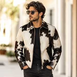 <b>Men's</b> Leather Motorcycle <b>Jacket</b> Hooded <b>Bomber</b> & Pilot Style Plaid Pattern <b>Summer</b> Casual Zipper Closure - Product Image 6