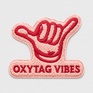 Parche Termoadhesivo Oxytag Vibes Bordado con Diseño de Mano en Tela Chenilla Rosa y Roja, Regalo Personalizado, Los Mejores Parches de Chenilla, OEM, Personalizado, Venta al por Mayor - Product Image 1