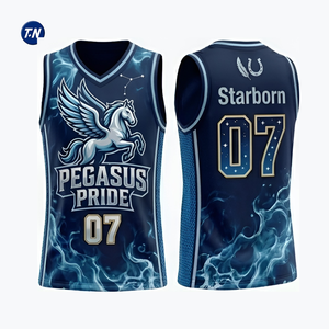 Camiseta de Baloncesto con Estampado Completo Personalizado con Nombre del Jugador y del Equipo en la Parte Delantera, Transpirable, de Secado Rápido, 100% Poliéster, Antibacteriana, Diseño sin Mangas - Product Image 2