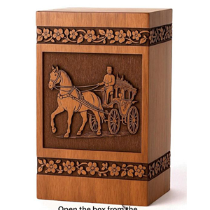 Urnes funéraires en bois abordables en gros pour les fournitures funéraires, urne en bois avec motif floral gravé, urne par AYAANS - Product Image 4