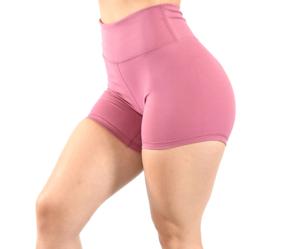 Short cycliste pour femme, couleur rose, respirant, taille haute, extensible, effet push-up fessier, coupe sexy, compressif, uni - Product Image 1
