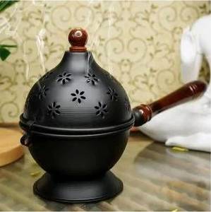 Stainless Steel Bakhoor <b>Burner</b> Charcoal Holder Pan Acacia Wood Handle Indian Incense <b>Burner</b> Oud Madkhan Aromatic Hand-made - Product Image 1