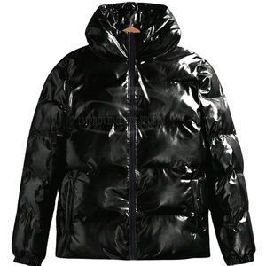 Chaqueta acolchada elegante negra brillante con logotipo personalizado, chaquetas acolchadas cómodas para uso de los hombres a la venta, fabricadas en Pakistán - Product Image 1