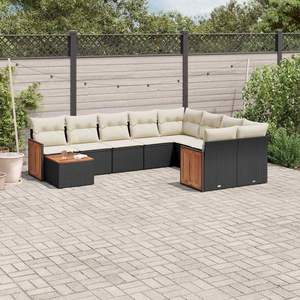 Conjunto de Sofás Modulares Grandes de Ratán PE Negro para Jardín - Product Image 1