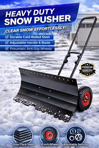 Pelle à neige en métal de 40 pouces de large avec roues, lame et manche réglables, pelle à neige en acier pour allée et usage extérieur ODGWTO013 - Product Image 5