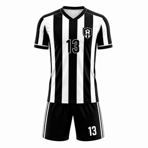 Wholesale Men's Adult Football Uniform Black <b>Soccer</b> Kit Custom Logo Sublimation Jersey and Shorts Set for Training Matches - Product Image 1