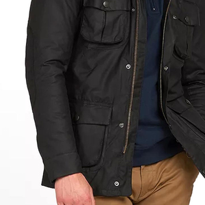 SUQAINA FASHION GARMENTS Men's Winter Breathable Wax Cotton Casual Jacket Turn-down Collar <b>Covered</b> <b>Button</b> Closure Waterproof - Product Image 6