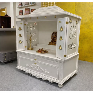 Mandapam de estilo sureño indio para el hogar, Gopuram de madera de teca tallado a mano, Mandir, Compre un santuario tradicional para el hogar con almacenamiento, Dallas - Product Image 1