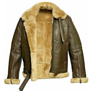 Classic Winter Real Leather Shearling <b>Fur</b> <b>Jacket</b>/Real Green Sheepskin Winter <b>Jacket</b> Latest Sheepskin <b>Fur</b> <b>Jacket</b> for Men - Product Image 3