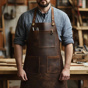 Tablier de travail professionnel en cuir véritable robuste pour chef, boucher, métallurgiste, charpentier - Product Image 5