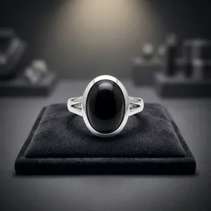 Modern Black Onyx Cocktail Ring 925 Silver Plated Oval Bezel Setting Unisex Fashion Jewelry Daily Wear Gift - Product Image 5