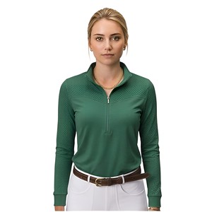 Camisa de equitación para mujer, manga larga, con cremallera de un cuarto, transpirable, elástica, para polo ecuestre. - Product Image 4