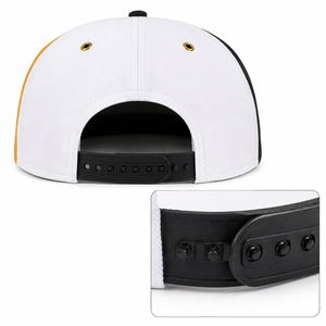 Gorra Unisex de 6 Paneles con Cierre a Presión, Diseño Color Block Negro, Dorado y Blanco, Estilo Urbano, Ajustable, Cierre Magnético, Material de Lona - Product Image 3