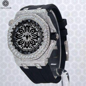 Montre de luxe pour homme en moissanite de qualité supérieure, style hip-hop, résistante aux rayures, tendance, pour soirée, en vente - Product Image 1