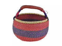 Panier en herbe de mer naturelle tissé à la main Bolga, durable, pliable, écologique, décoratif, avec couvercle et poignées