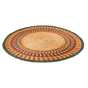Alfombra Redonda de Yute Natural, Estilo Bohemio a Rayas, Tejido Plano, Ecológica, Decoración para Sala de Estar, Limpieza Localizada - Product Image 5